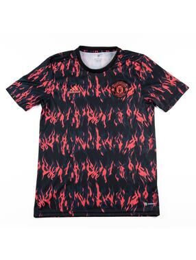Adidas Manchester United Soccer Football Jersey Mens M Black Red Flames